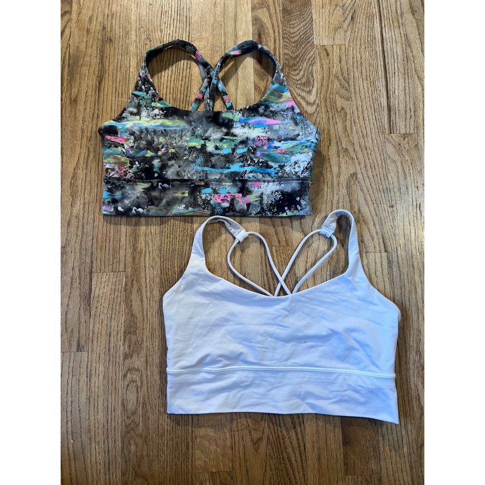 Lululemon Sports Bra Bundle Free to Be Serene White & Energy Longline Print 10